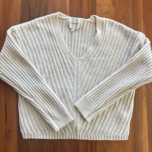 Pink Rose Cream Ribbed Knit Sweater